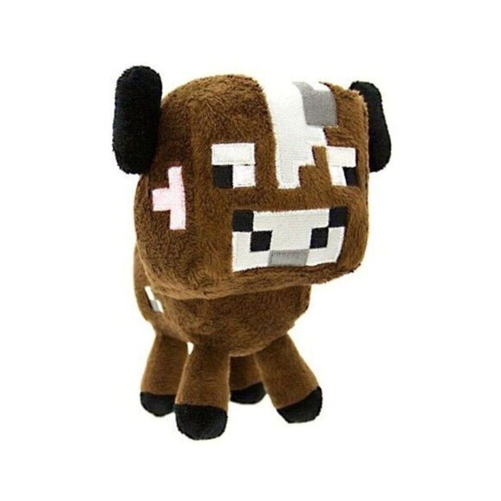 Minecraft Baby Cow Plush Stuffed Animal Brown White Pixelated Video Game‎ Toy